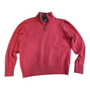 Tailorbyrd Collection red mens wool 1/4 zip pull over sweater Sz Large